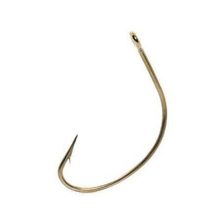 Mustad Classic Wide Gap Hook, Size 2, HollowReversed Point, Offset, Ringed Eye, Bronze, 100PK 37140-BR-2-100